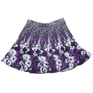 Grace Elements Black & Purple Floral Pull-On Skirt - Women's XL